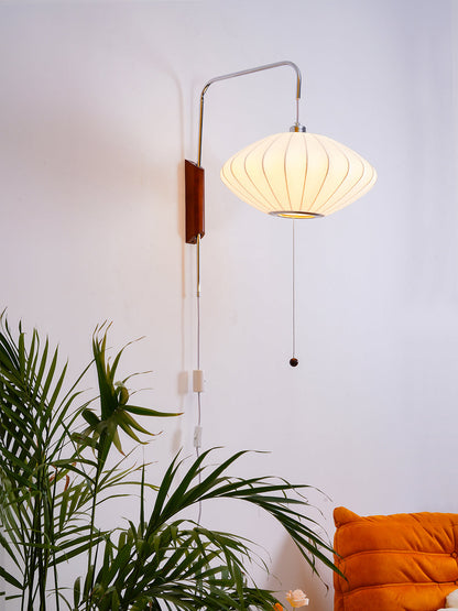 Wandlamp Nelson Bubble Polymeer Staalwire Walnoot Wit Mid-Century E27 4 Vormen Slaapkamer