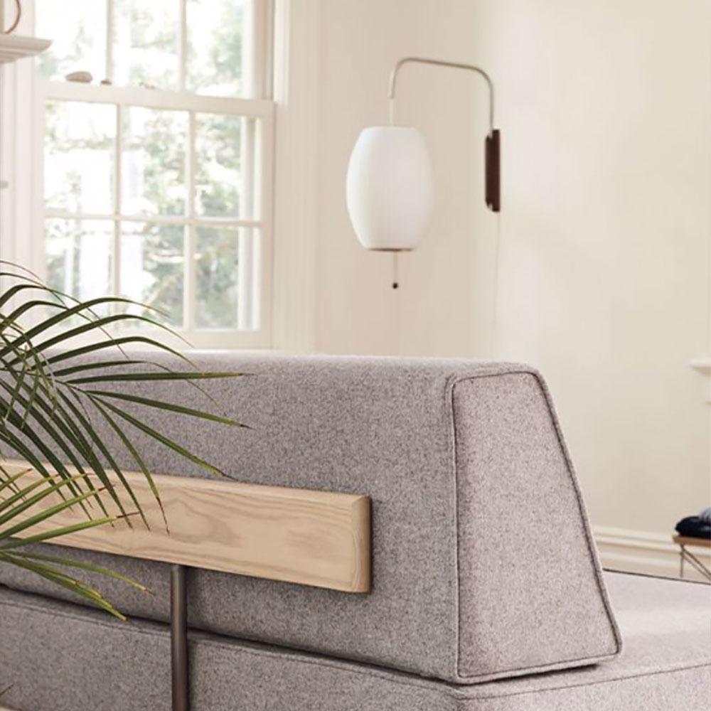 Wandlamp Zijden Kap Walnoot Metaal Wit Woonkamer Slaapkamer
