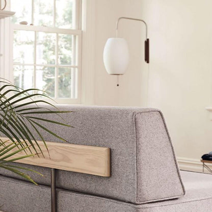 Wandlamp Zijden Kap Walnoot Metaal Wit Woonkamer Slaapkamer