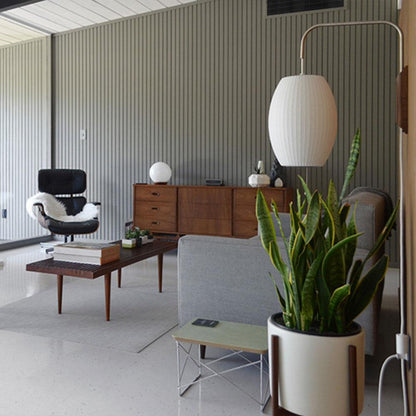 Wandlamp Zijden Kap Walnoot Metaal Wit Woonkamer Slaapkamer