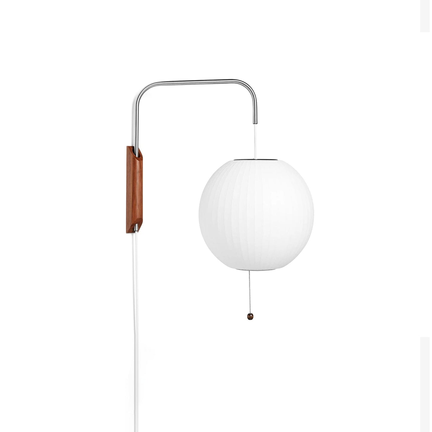 Wandlamp Zijden Kap Walnoot Metaal Wit Woonkamer Slaapkamer