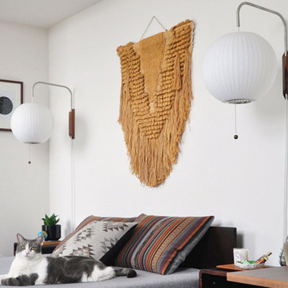 Wandlamp Nelson Bubble Polymeer Staalwire Walnoot Wit Mid-Century E27 4 Vormen Slaapkamer