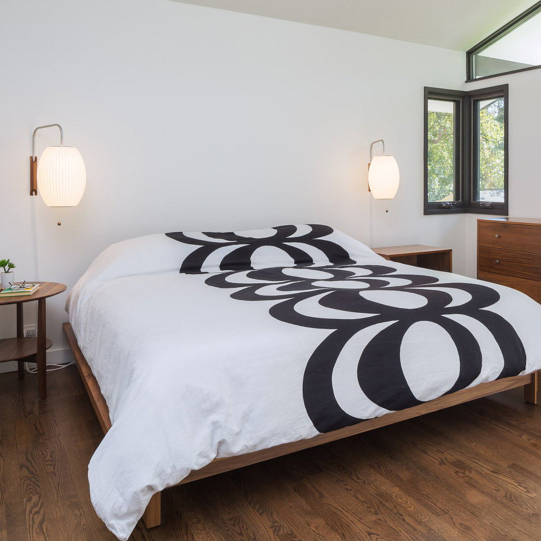 Wandlamp Nelson Bubble Polymeer Staalwire Walnoot Wit Mid-Century E27 4 Vormen Slaapkamer
