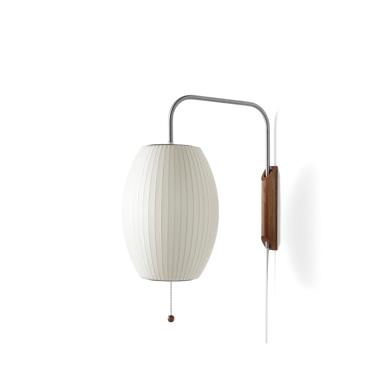 Wandlamp Nelson Bubble Polymeer Staalwire Walnoot Wit Mid-Century E27 4 Vormen Slaapkamer