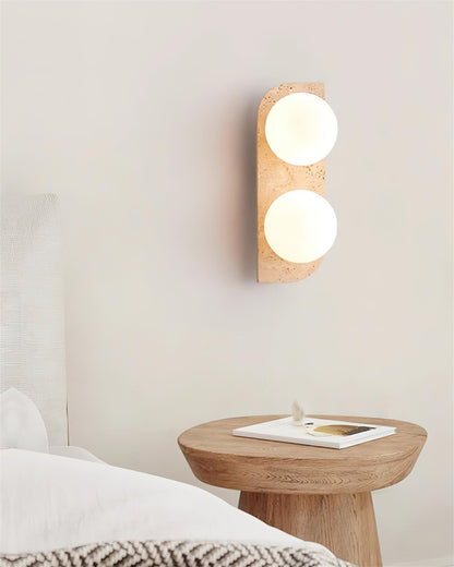 Wandlamp Travertin G9 Glas Hout Beige Woonkamer Hal Badkamer Minimalistische Wandverlichting Sfeerverlichting Natuurlijk Design