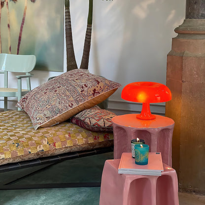 Paddenstoelvormige Tafellamp met 4 Lichtbronnen en Gedimde Retro Sfeer