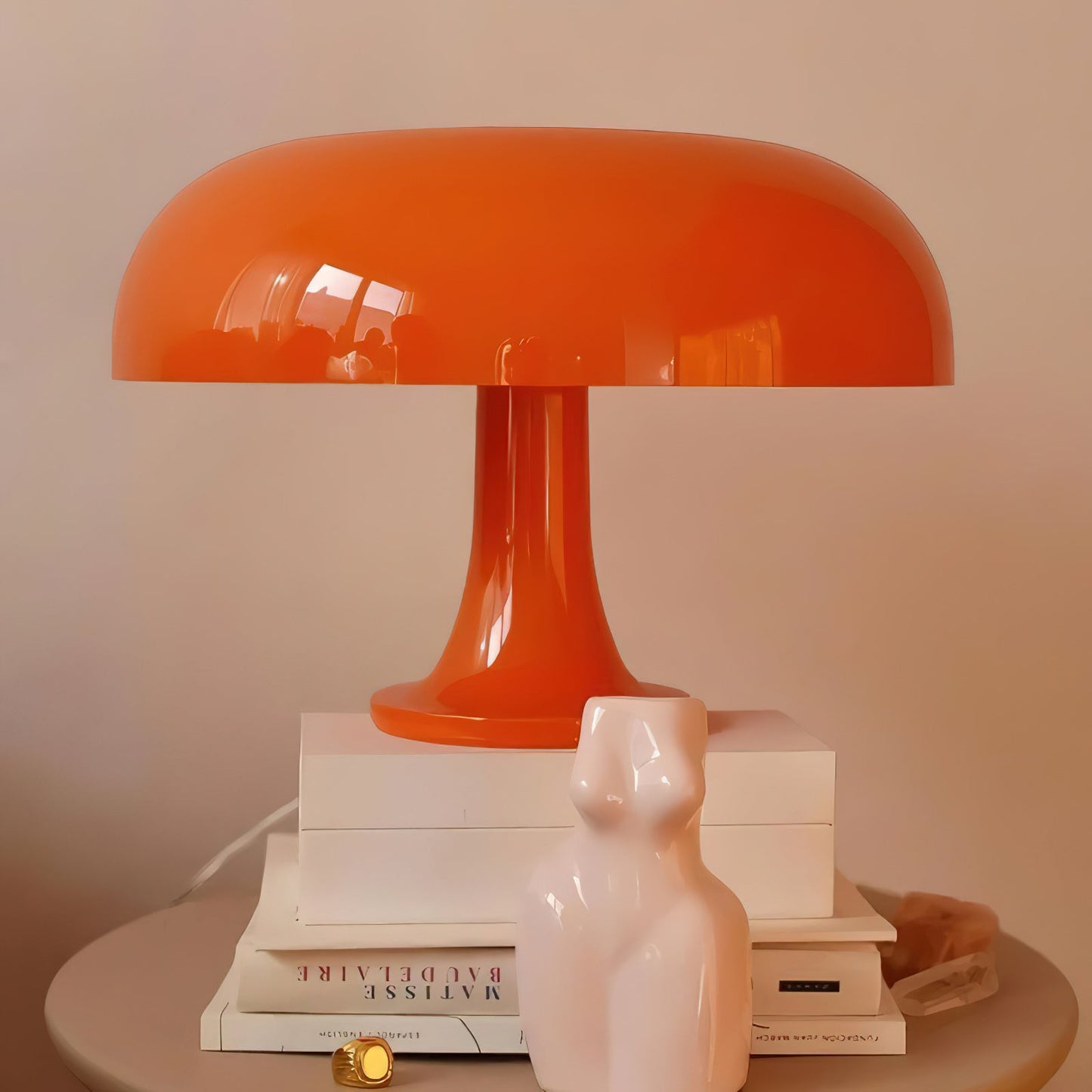 Paddenstoelvormige Tafellamp met 4 Lichtbronnen en Gedimde Retro Sfeer