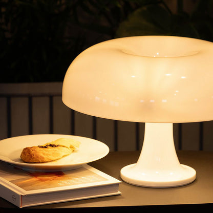 Paddenstoelvormige Tafellamp met 4 Lichtbronnen en Gedimde Retro Sfeer