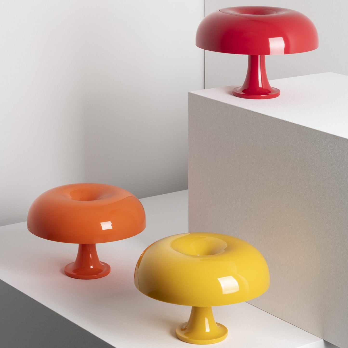 Paddenstoelvormige Tafellamp met 4 Lichtbronnen en Gedimde Retro Sfeer