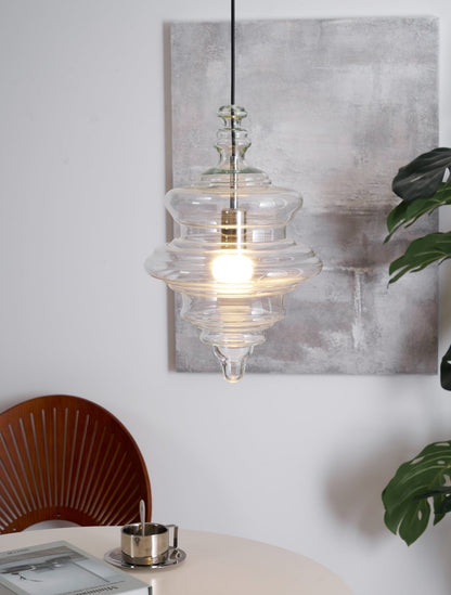 Hanglamp Geïnspireerd op Metropolitan Opera met Vloeiende Silhouet – Handgemaakt Glas in Transparant, Opaal of Amber – Verstelbare Draad 150 cm