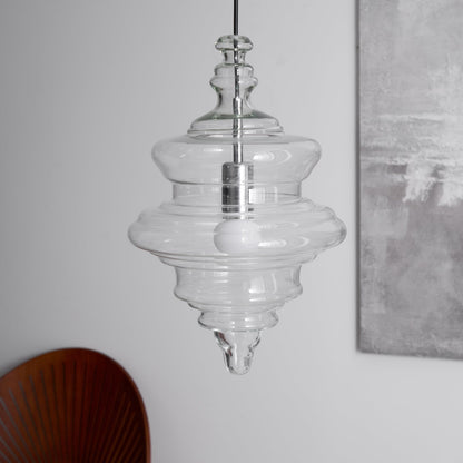 Hanglamp Geïnspireerd op Metropolitan Opera met Vloeiende Silhouet – Handgemaakt Glas in Transparant, Opaal of Amber – Verstelbare Draad 150 cm