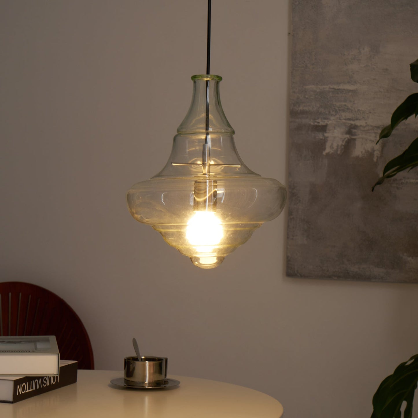 Hanglamp Geïnspireerd op Metropolitan Opera met Vloeiende Silhouet – Handgemaakt Glas in Transparant, Opaal of Amber – Verstelbare Draad 150 cm