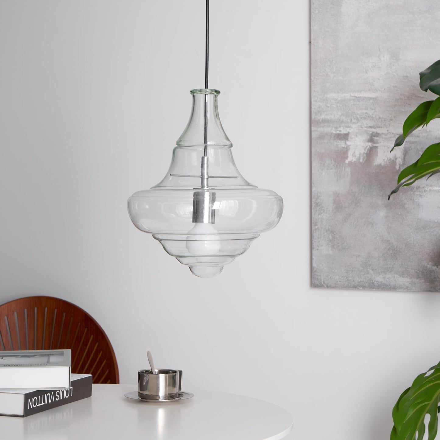 Hanglamp Geïnspireerd op Metropolitan Opera met Vloeiende Silhouet – Handgemaakt Glas in Transparant, Opaal of Amber – Verstelbare Draad 150 cm