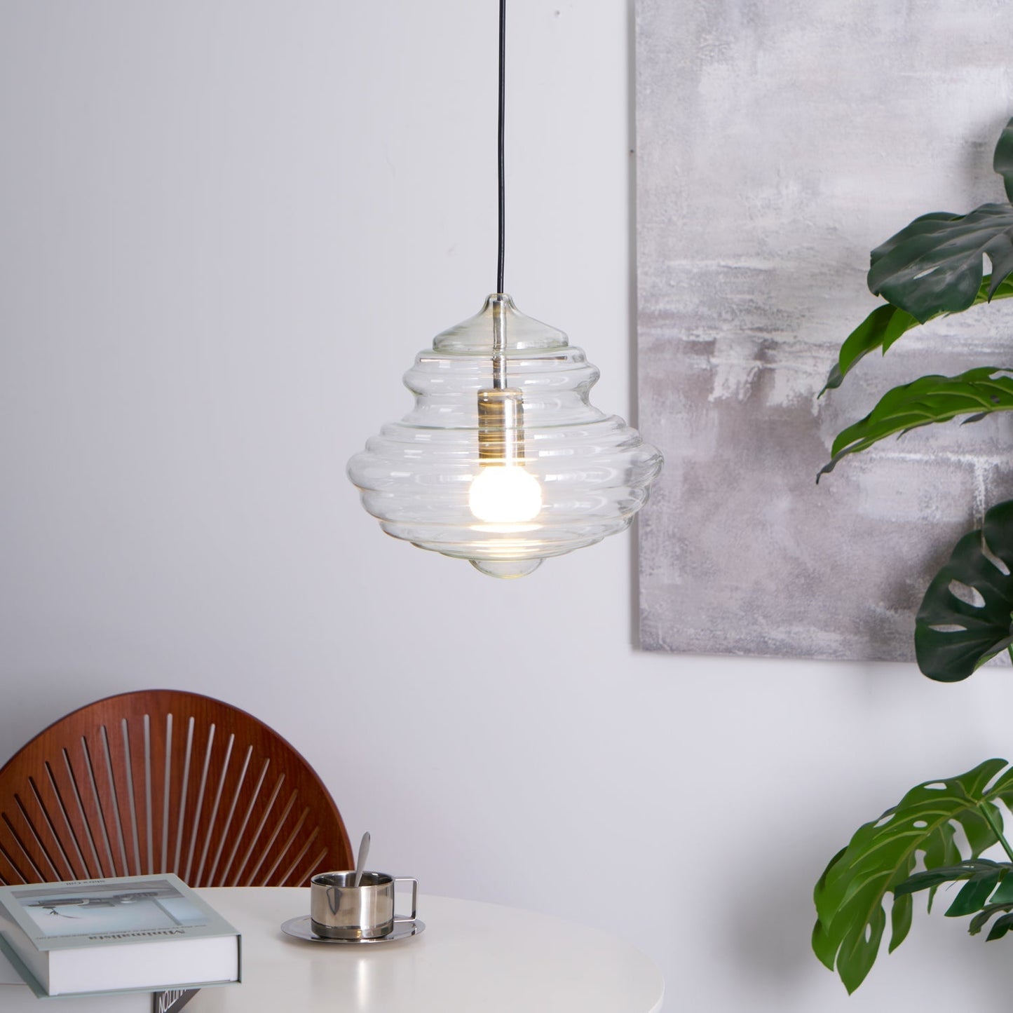 Hanglamp Geïnspireerd op Metropolitan Opera met Vloeiende Silhouet – Handgemaakt Glas in Transparant, Opaal of Amber – Verstelbare Draad 150 cm