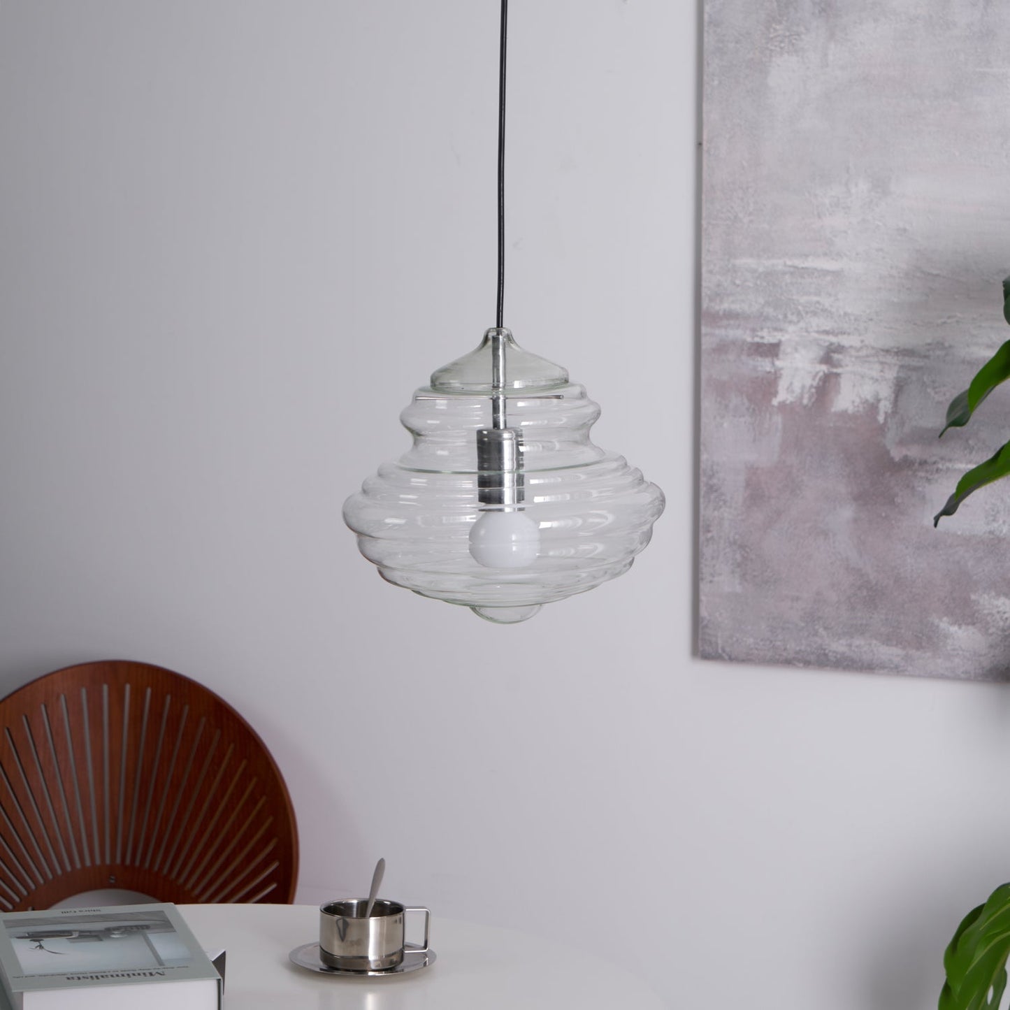 Hanglamp Geïnspireerd op Metropolitan Opera met Vloeiende Silhouet – Handgemaakt Glas in Transparant, Opaal of Amber – Verstelbare Draad 150 cm