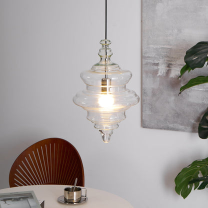 Hanglamp Geïnspireerd op Metropolitan Opera met Vloeiende Silhouet – Handgemaakt Glas in Transparant, Opaal of Amber – Verstelbare Draad 150 cm