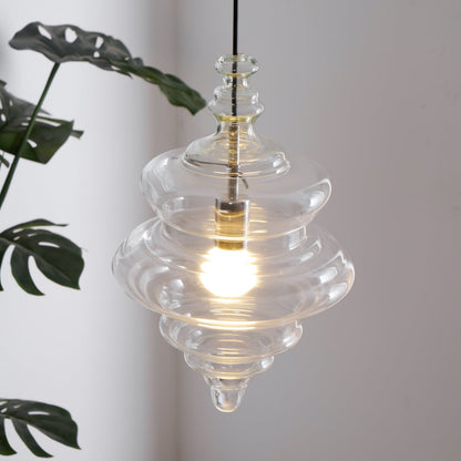 Hanglamp Geïnspireerd op Metropolitan Opera met Vloeiende Silhouet – Handgemaakt Glas in Transparant, Opaal of Amber – Verstelbare Draad 150 cm