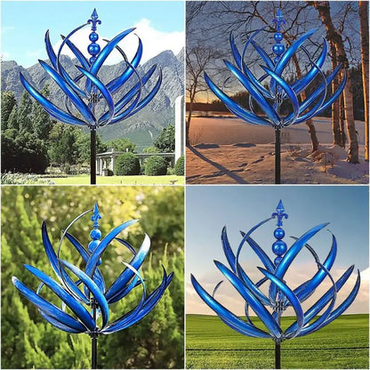 Tuindecoratie Windmolen Rood en Blauw | Rustgevend Tuinornament voor in de Tuin | Bewegende Windgong voor Buiten
