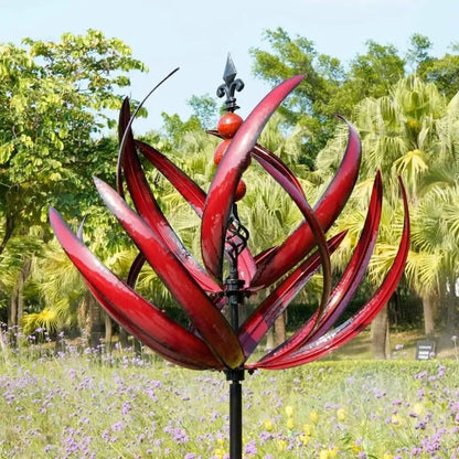 Tuindecoratie Windmolen Rood en Blauw | Rustgevend Tuinornament voor in de Tuin | Bewegende Windgong voor Buiten