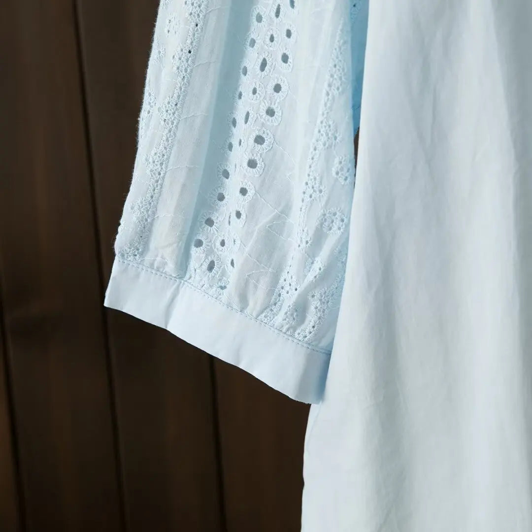 Vrouwelijke Katoenen Blouse Lente Zomer Doorkijk Model