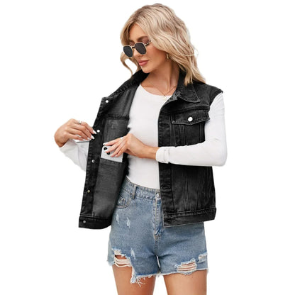 Dames Blauwe Jeans Vest Modieus Denim Model