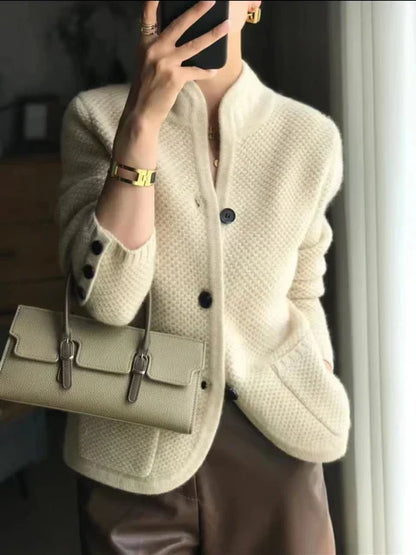 Gebreide Vesten met Hoge Kraag Elegante Look