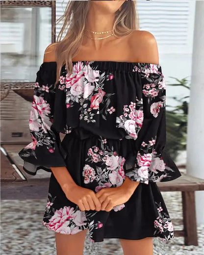 Vrouwen Jurk Eén Schouder met Bloemenprint - StudioMarella