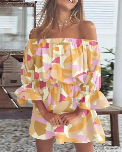 Vrouwen Jurk Eén Schouder met Bloemenprint