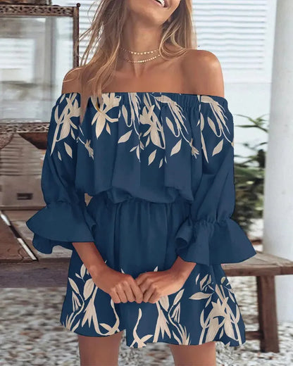 Vrouwen Jurk Eén Schouder met Bloemenprint