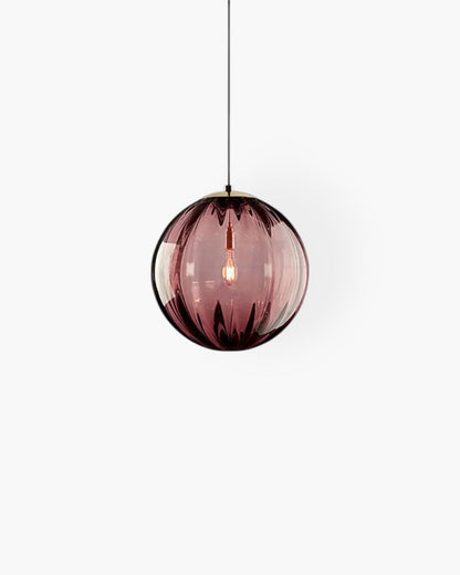 Glazen Hanglamp Bol met Structuur Grijs Bruin Rood Groen Amber Eetkamer Woonkamer