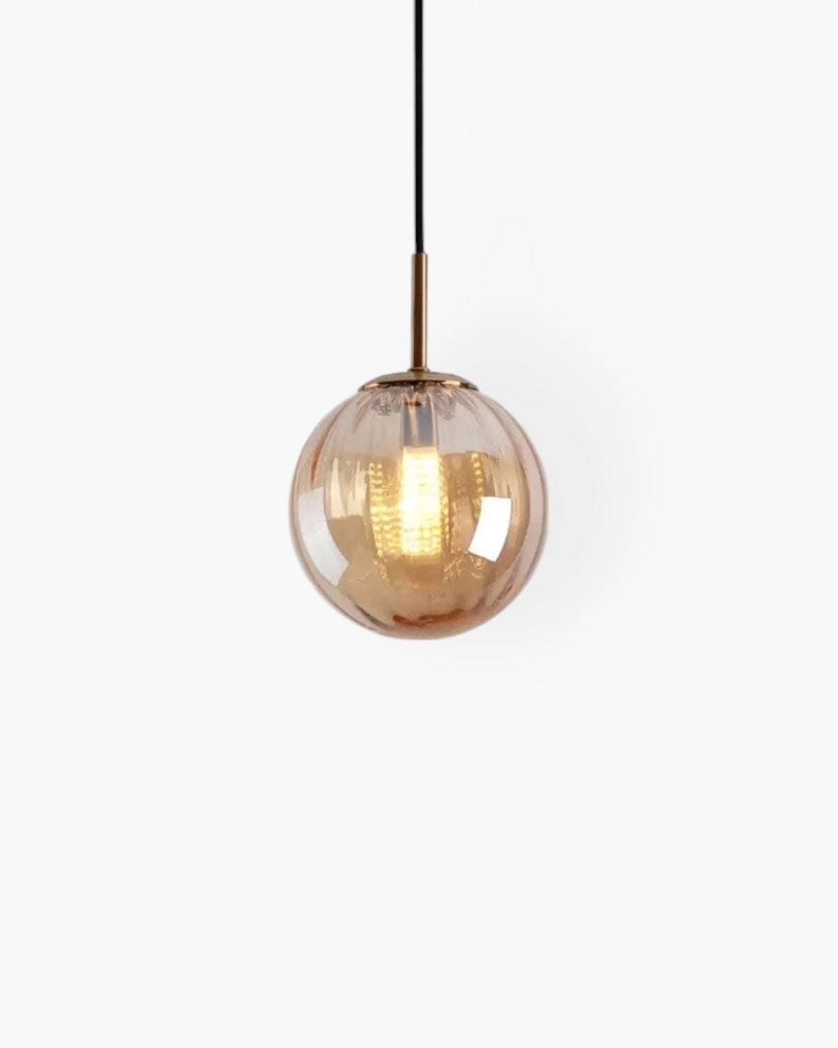 Glazen Hanglamp Bol met Structuur Grijs Bruin Rood Groen Amber Eetkamer Woonkamer