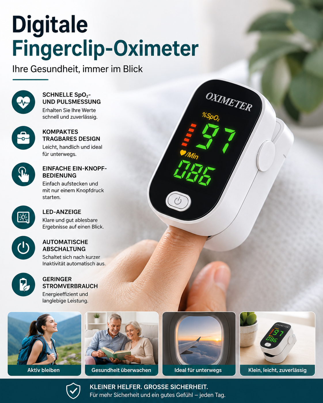 Digitale Vingersaturatiemeter met LED-Display voor Thuis en Onderweg