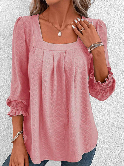 Vrouwelijke Blouse Katoen Hoekige Hals Casual Stijl