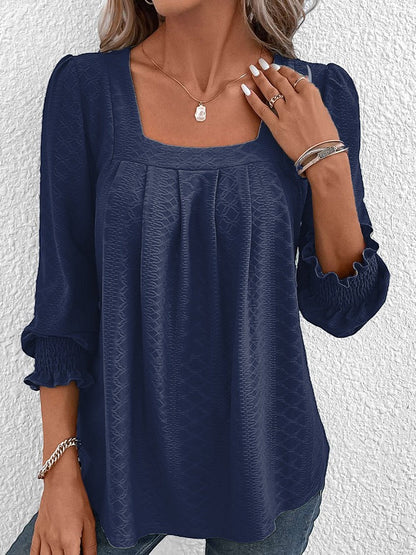 Vrouwelijke Blouse Katoen Hoekige Hals Casual Stijl