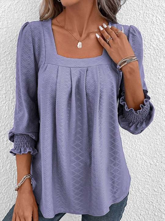 Vrouwelijke Blouse Katoen Hoekige Hals Casual Stijl