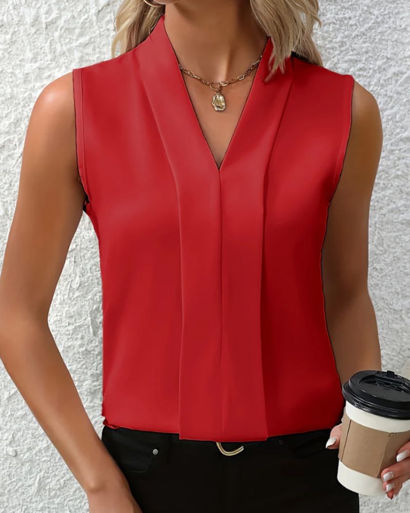 Vrouwelijke V-hals Top Casual Losse Fit