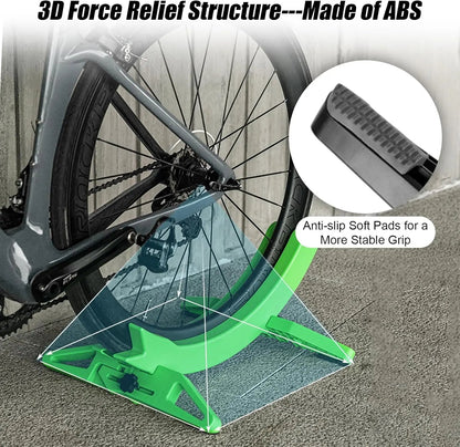 Fietsstandaard ABS Kunststof 54x40cm Bandbreedte 30-80mm Vloerstandaard Garage Kelder Binnen Fiets Parkeren Antislip Zwart Groen