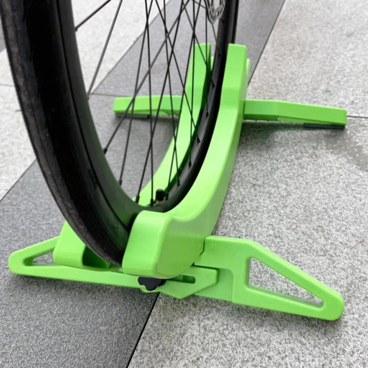 Fietsstandaard ABS Kunststof 54x40cm Bandbreedte 30-80mm Vloerstandaard Garage Kelder Binnen Fiets Parkeren Antislip Zwart Groen