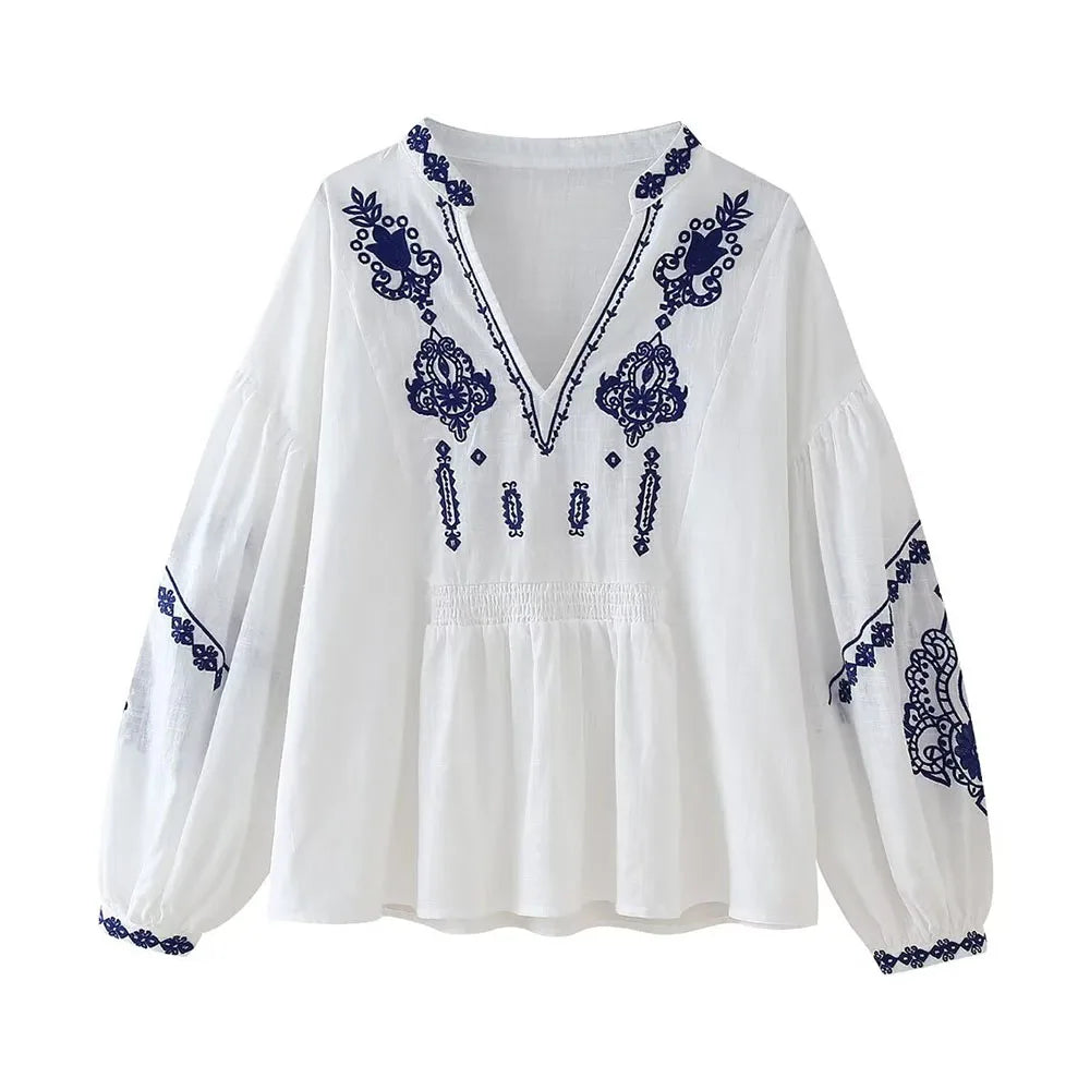 Stijlvol Geborduurd Longsleeve Shirt voor Vrouw - StudioMarella