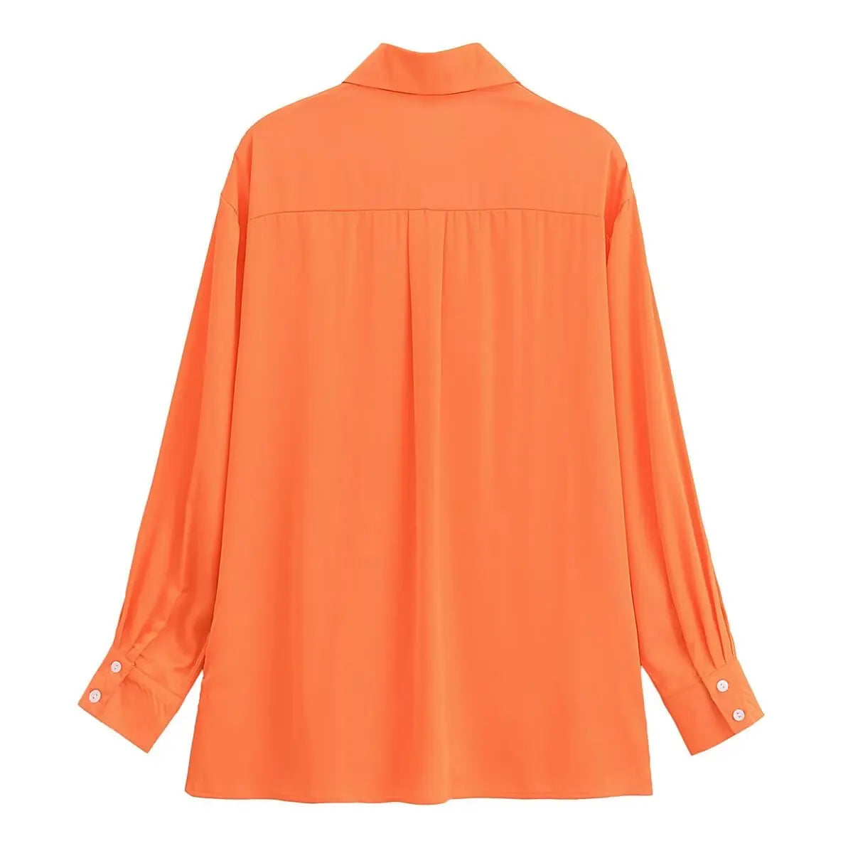 Vrouwelijke Oranje Blouse Lange Mouwen Zomerse Stijl