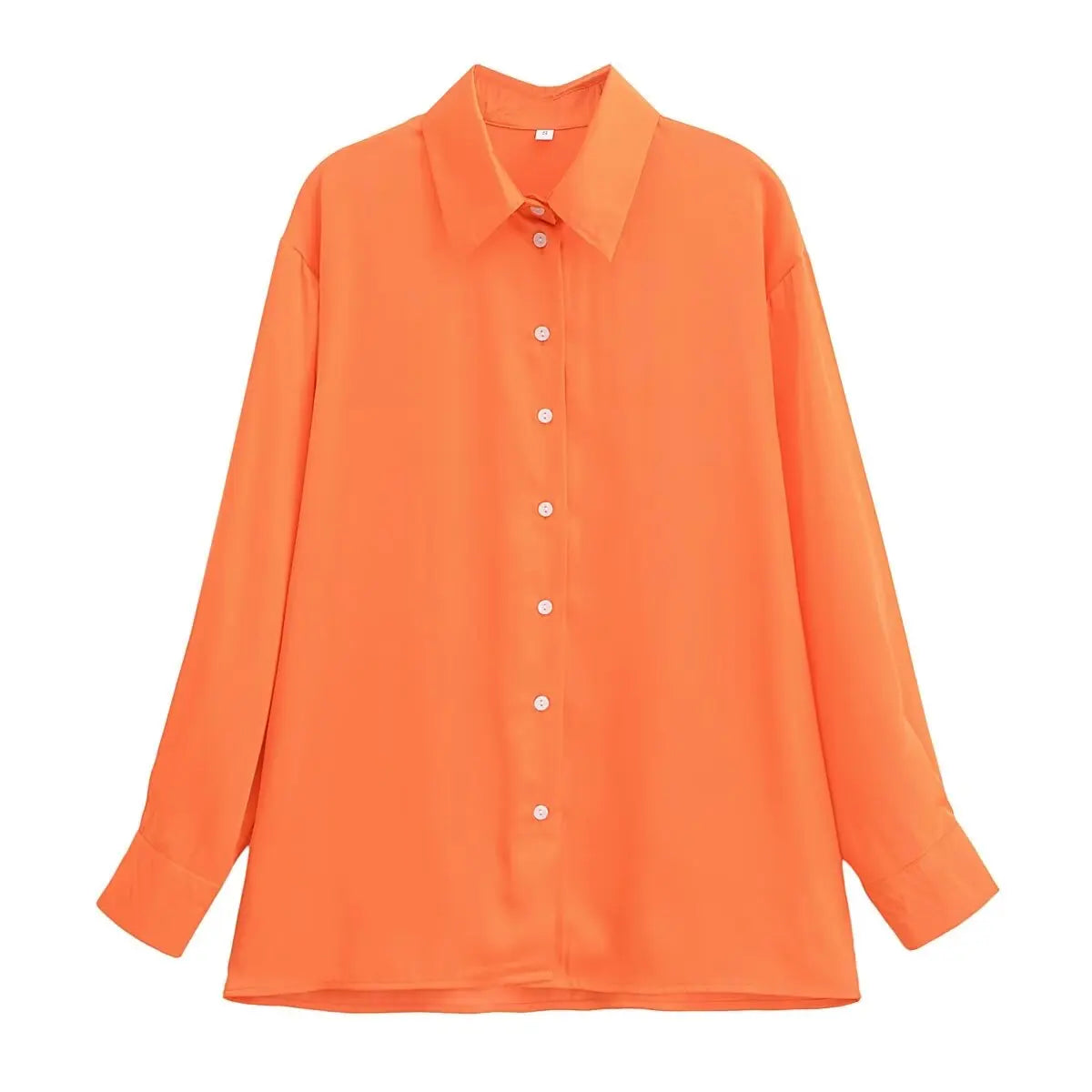 Vrouwelijke Oranje Blouse Lange Mouwen Zomerse Stijl