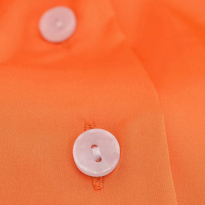 Vrouwelijke Oranje Blouse Lange Mouwen Zomerse Stijl
