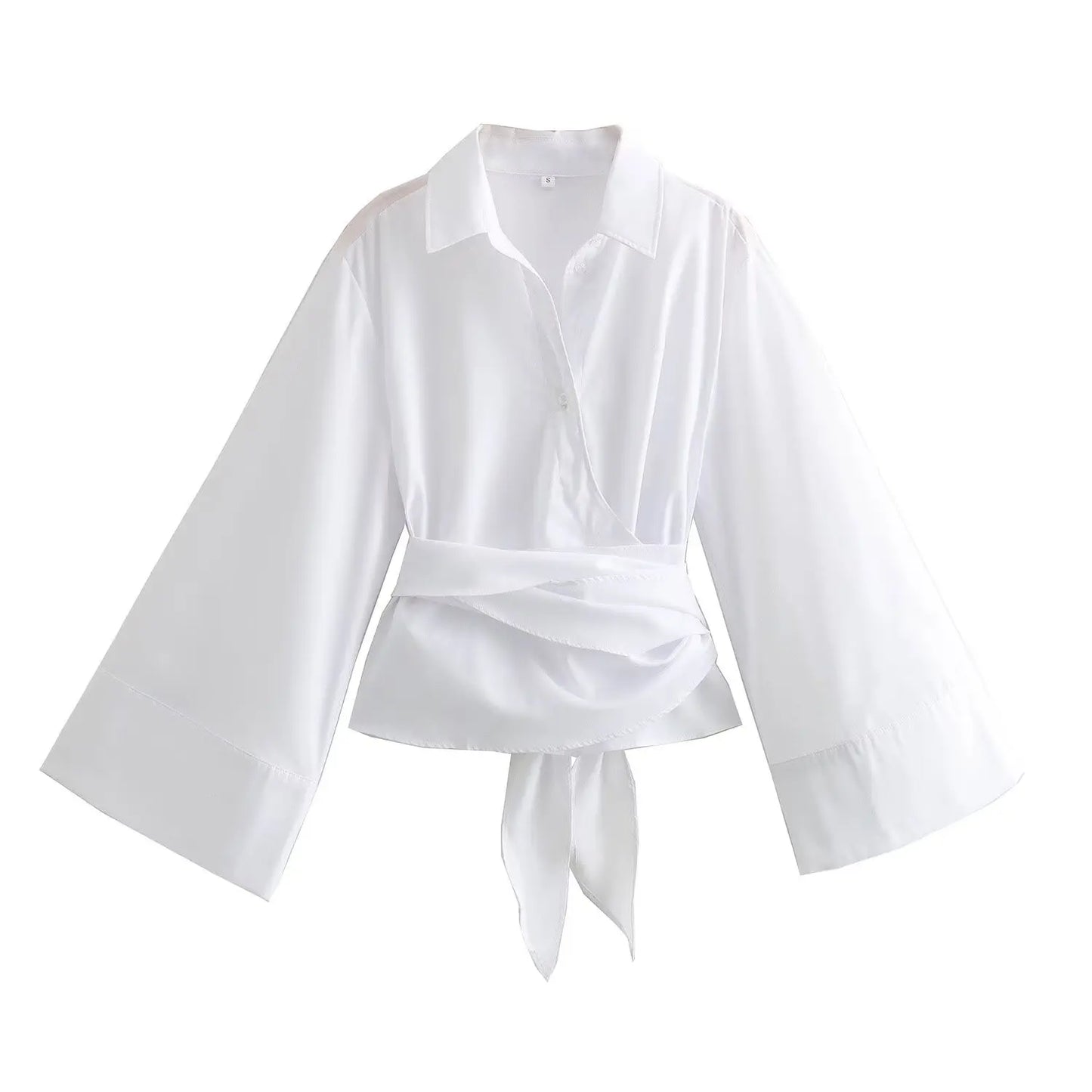 Vrouwelijke Blouse met Lange Mouwen en Strik Details