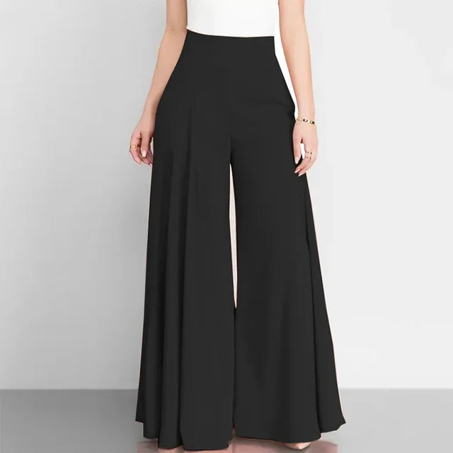 Hoge Taille Formele Satijnen Broek met Wijde Pijpen voor Vrouw - StudioMarella