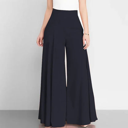 Hoge Taille Formele Satijnen Broek met Wijde Pijpen voor Vrouw