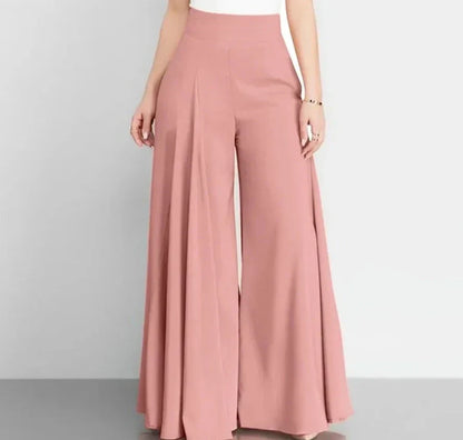 Hoge Taille Formele Satijnen Broek met Wijde Pijpen voor Vrouw