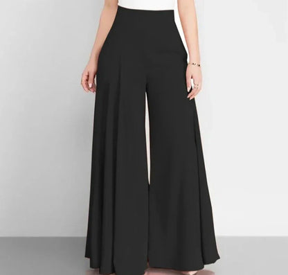 Hoge Taille Formele Satijnen Broek met Wijde Pijpen voor Vrouw