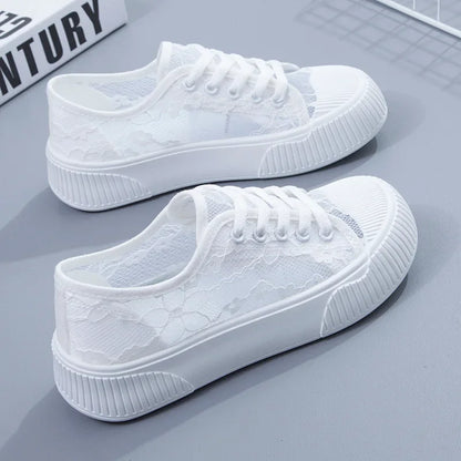 Vrouwelijke Florale Sneakers met Mesh Paneel