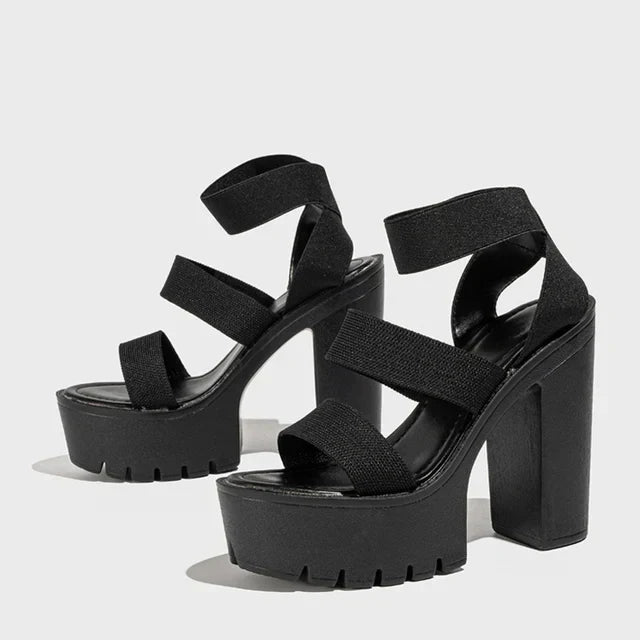 Dames Zomersandalen Hoge Hak Dikke Zool Stijlvol
