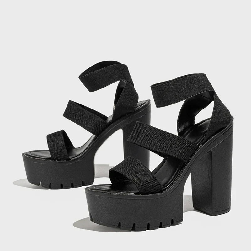 Dames Zomersandalen Hoge Hak Dikke Zool Stijlvol